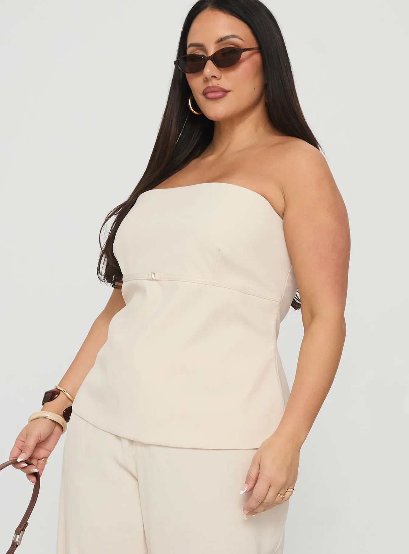 Irresistible Strapless Top Cream Curve sold by Princess Polly product image thumbnail 4