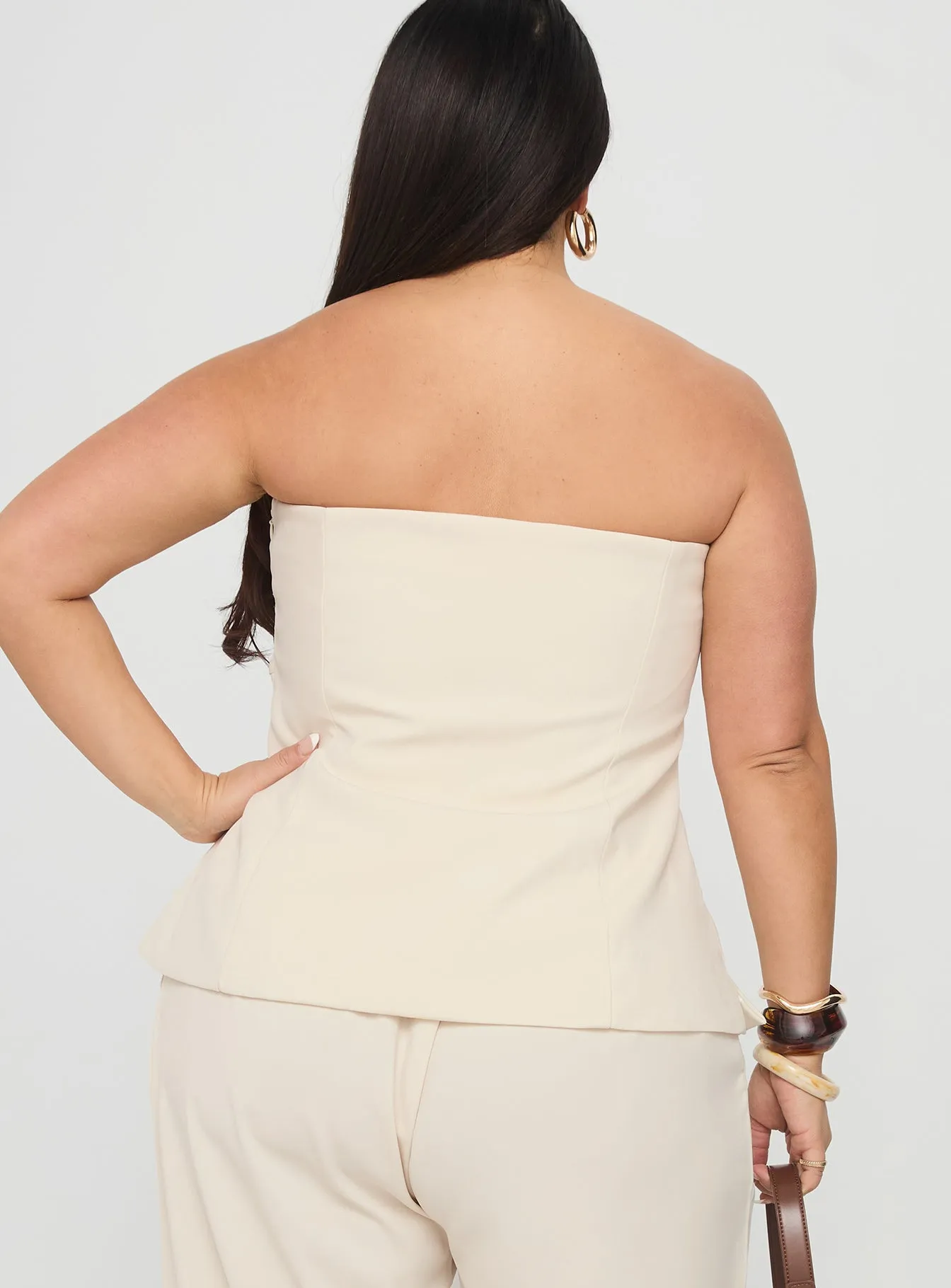 Irresistible Strapless Top Cream Curve sold by Princess Polly product image thumbnail 5