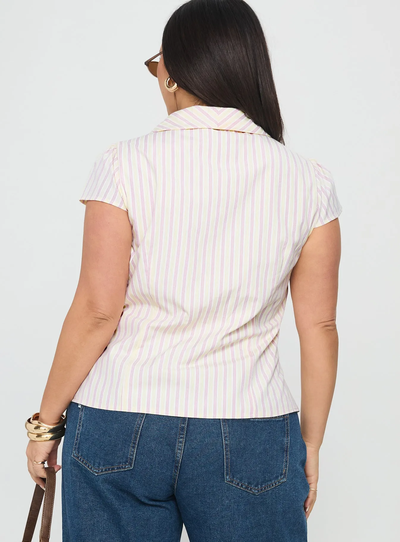 Ellis Island Collared Top Pink Stripe Curve sold by Princess Polly product image thumbnail 5