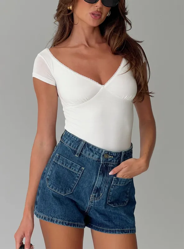 Loveydove Short Sleeve Bodysuit White sold by Princess Polly
