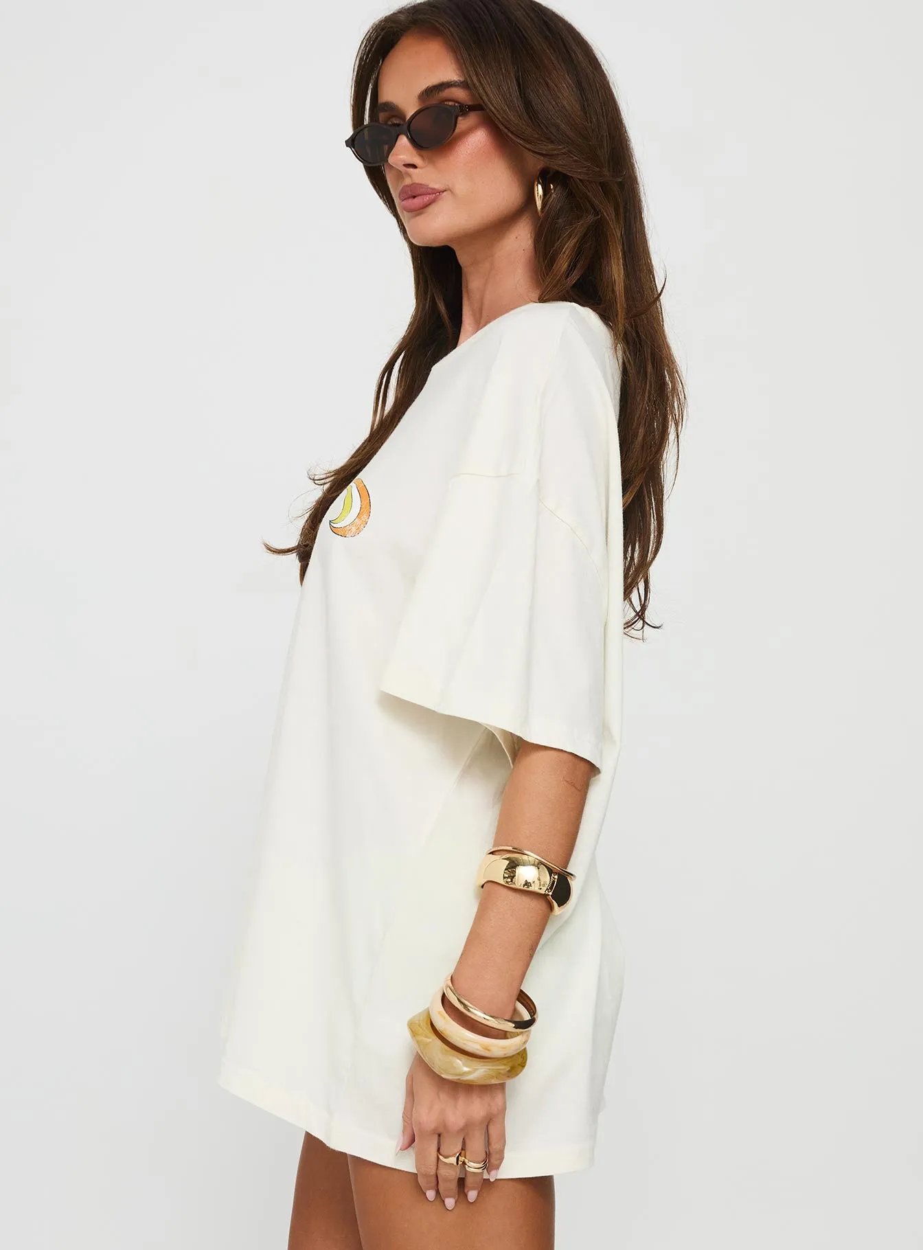 Kawabunga Oversized Graphic Top Cream sold by Princess Polly product image thumbnail 3