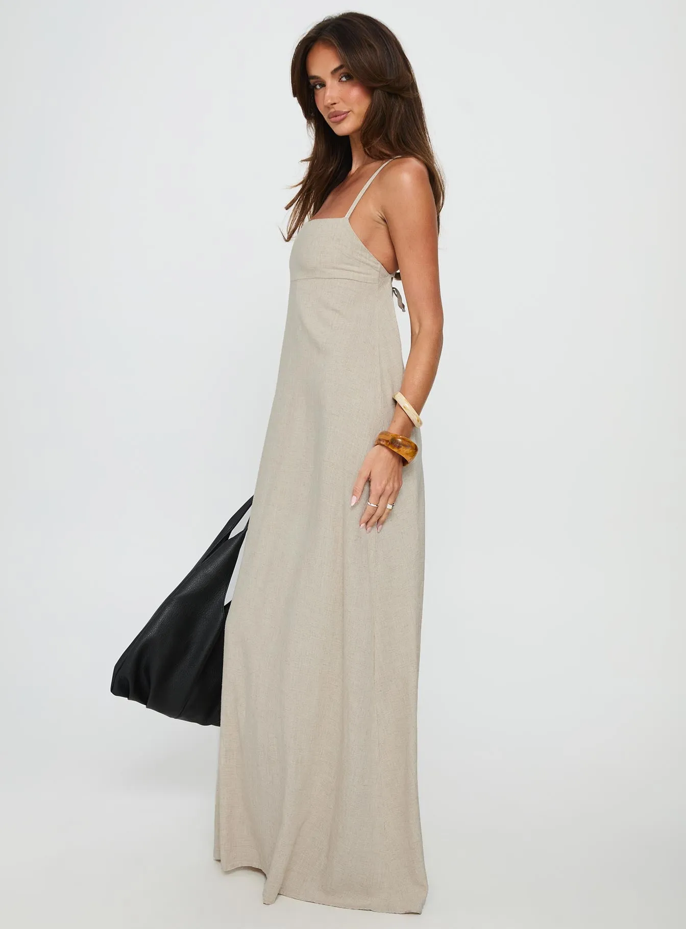 Solie Tie Back Maxi Dress Natural sold by Princess Polly product image thumbnail 4