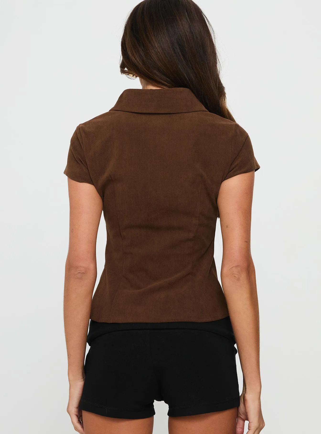 Cottesloe Cord Blouse Top Chocolate sold by Princess Polly product image thumbnail 5