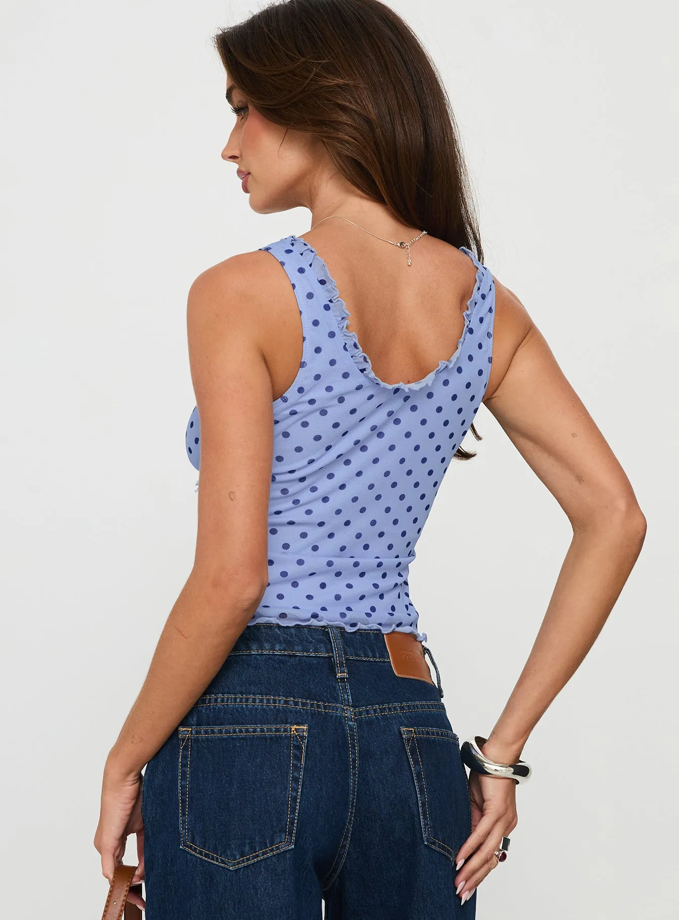 Azira Frill Detail Top Blue Polka sold by Princess Polly product image thumbnail 4