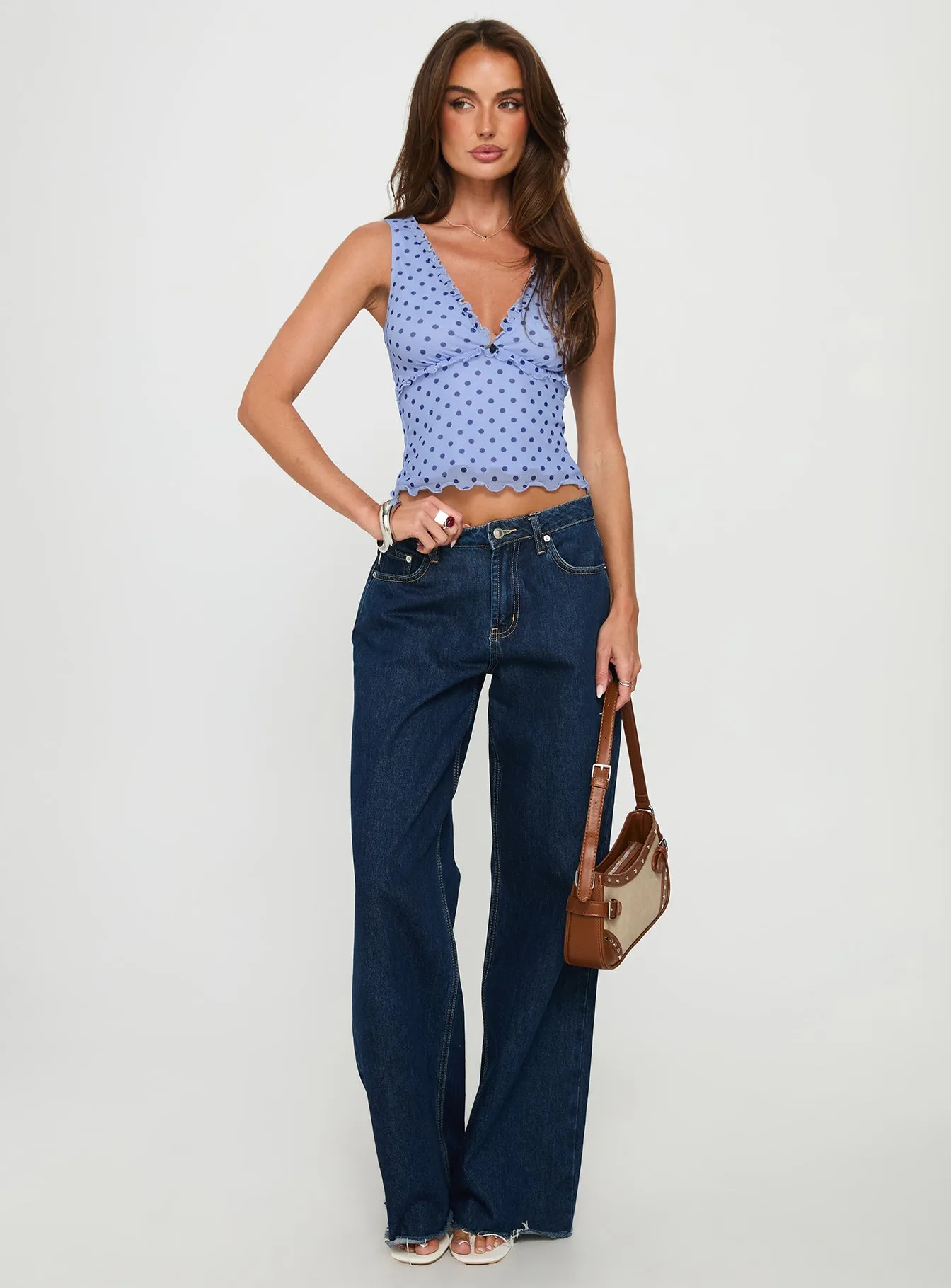 Azira Frill Detail Top Blue Polka sold by Princess Polly product image thumbnail 2