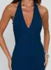 Luannie Halter Scarf Tie Maxi Dress Navy sold by Princess Polly