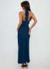 Luannie Halter Scarf Tie Maxi Dress Navy sold by Princess Polly