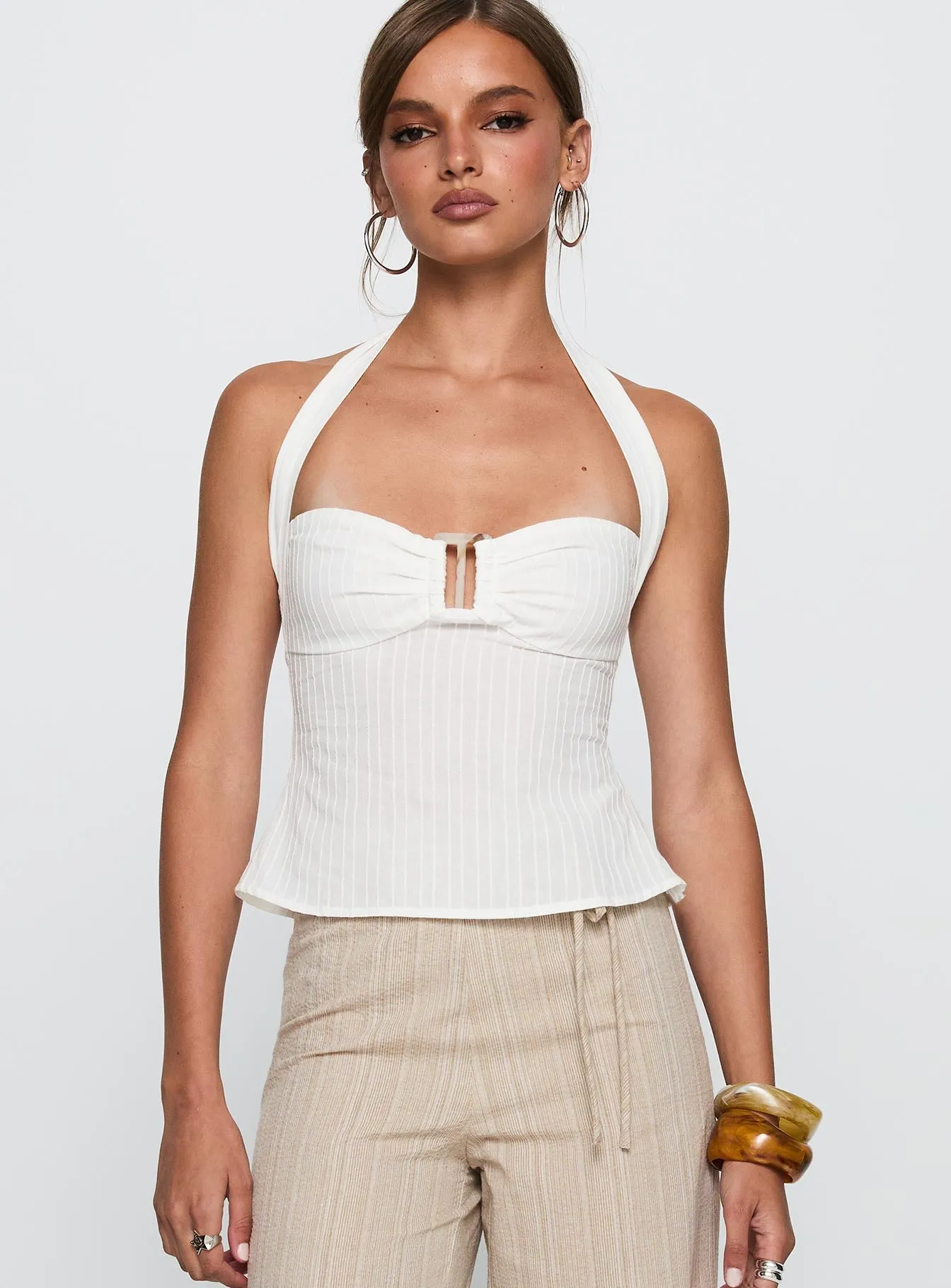 Isabetta Halter Top White Petite sold by Princess Polly product image thumbnail 2
