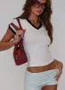 Countdown V Neck Contrast Top White / Black sold by Princess Polly