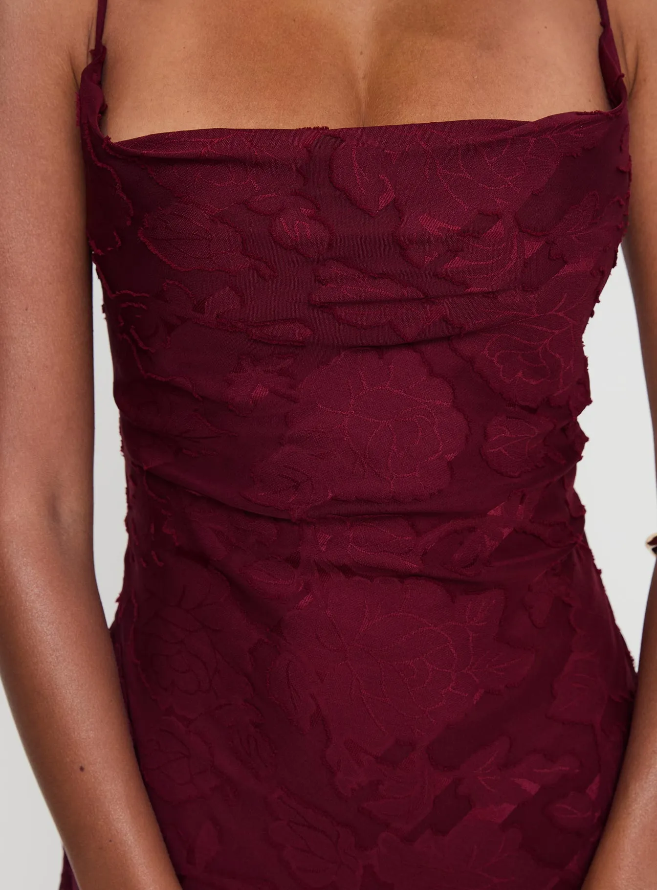 Celena Maxi Dress Burgundy Burnout Petite sold by Princess Polly product image thumbnail 5