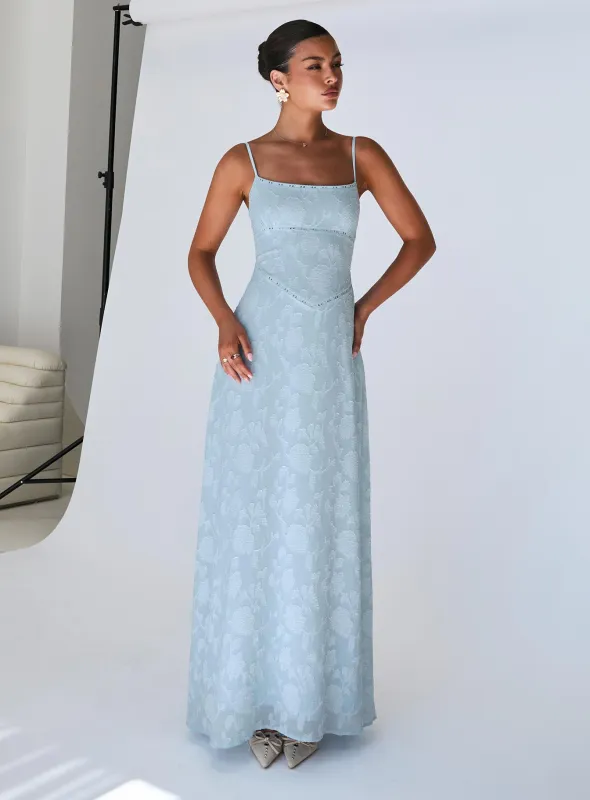 South Of France Maxi Dress Blue Petite sold by Princess Polly