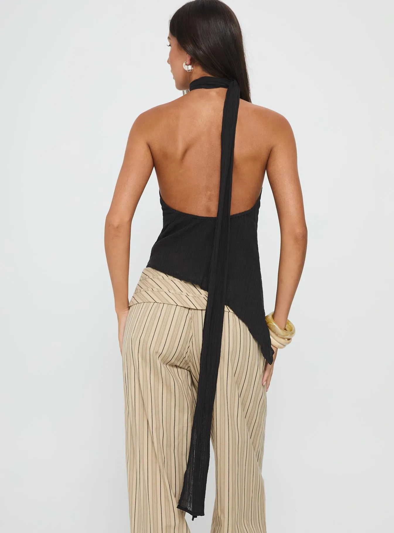 Yaleina One Shoulder Tie Scarf Top Black sold by Princess Polly product image thumbnail 5