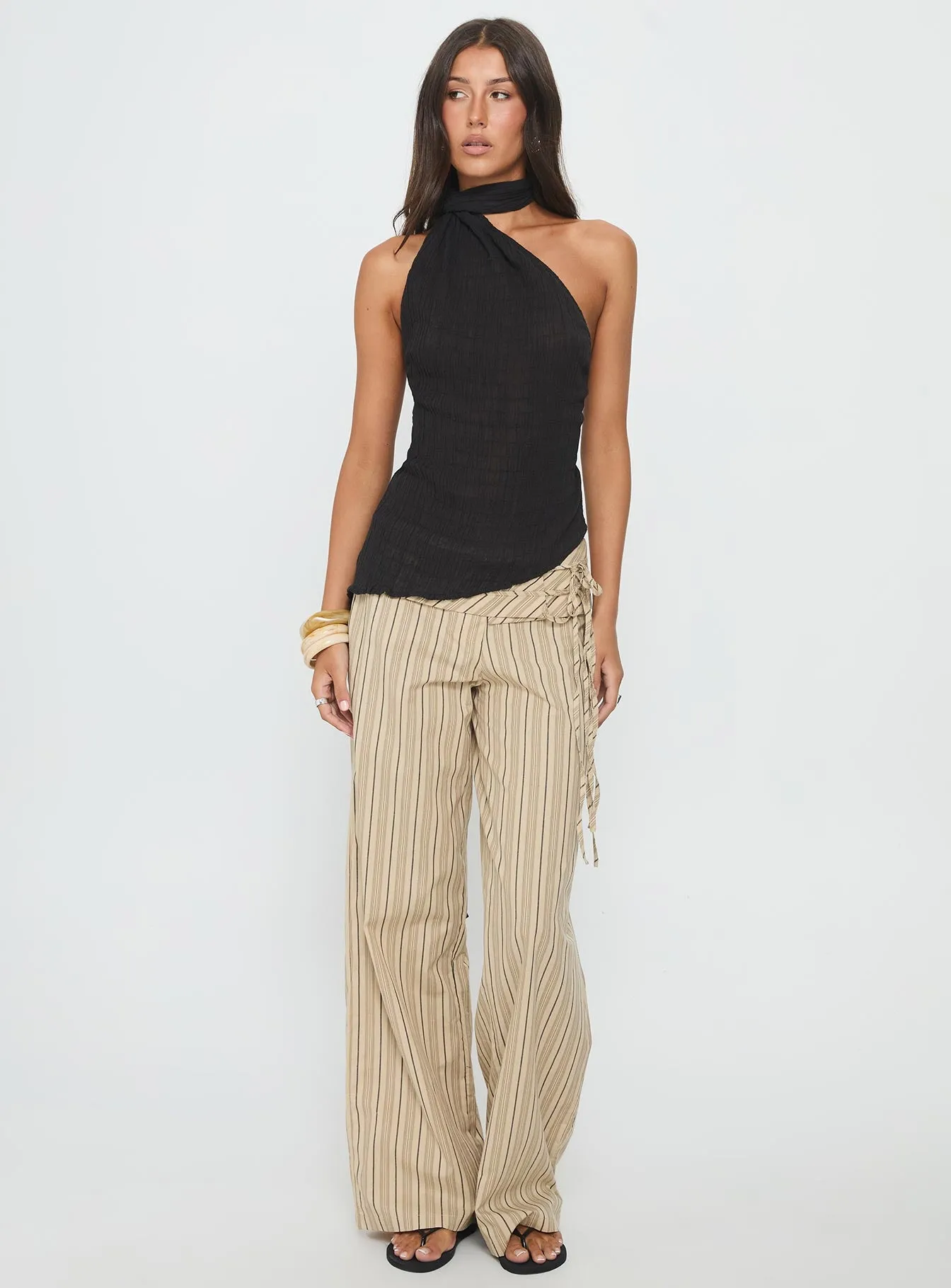 Yaleina One Shoulder Tie Scarf Top Black sold by Princess Polly product image thumbnail 3