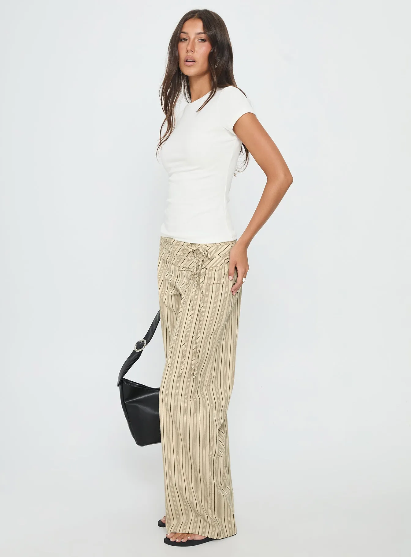 Seneca Wrap Pant Beige Stripe sold by Princess Polly product image thumbnail 4