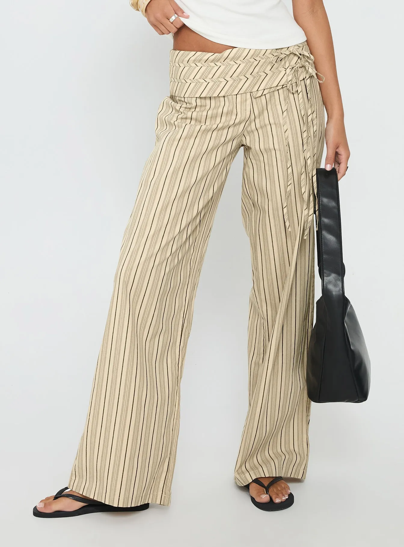 Seneca Wrap Pant Beige Stripe sold by Princess Polly product image thumbnail 2