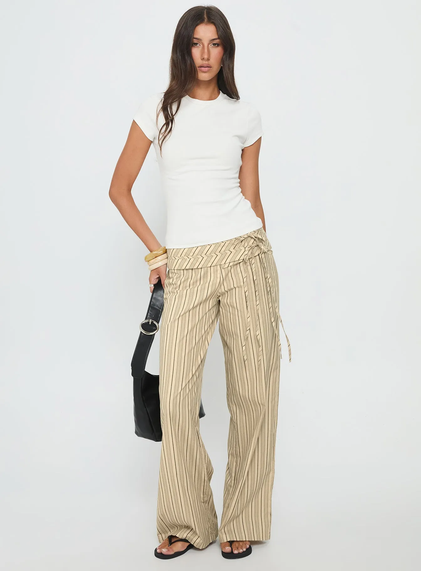 Seneca Wrap Pant Beige Stripe sold by Princess Polly product image thumbnail 3