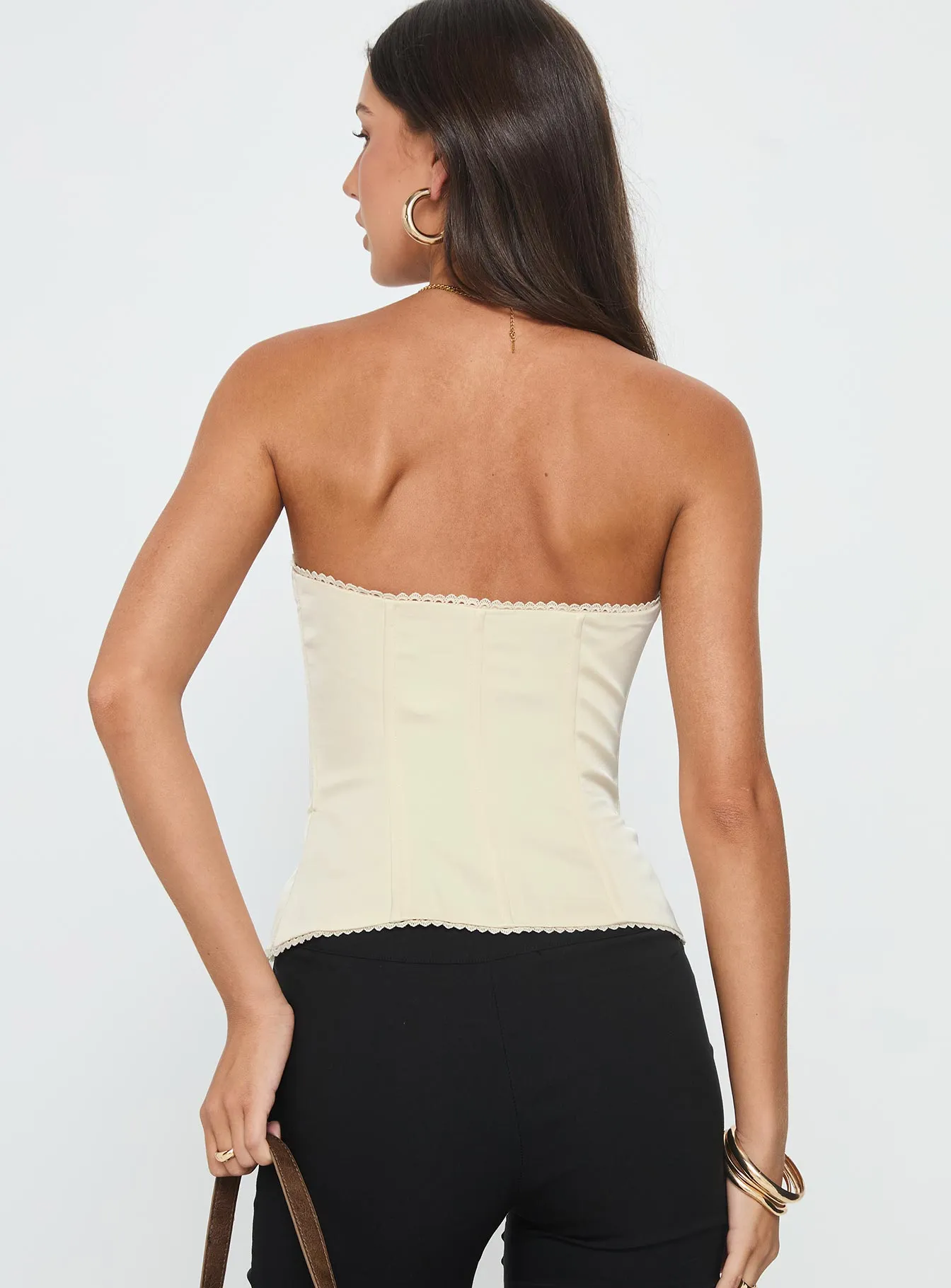 Jazzy Strapless Corset Top Cream Floral sold by Princess Polly product image thumbnail 5