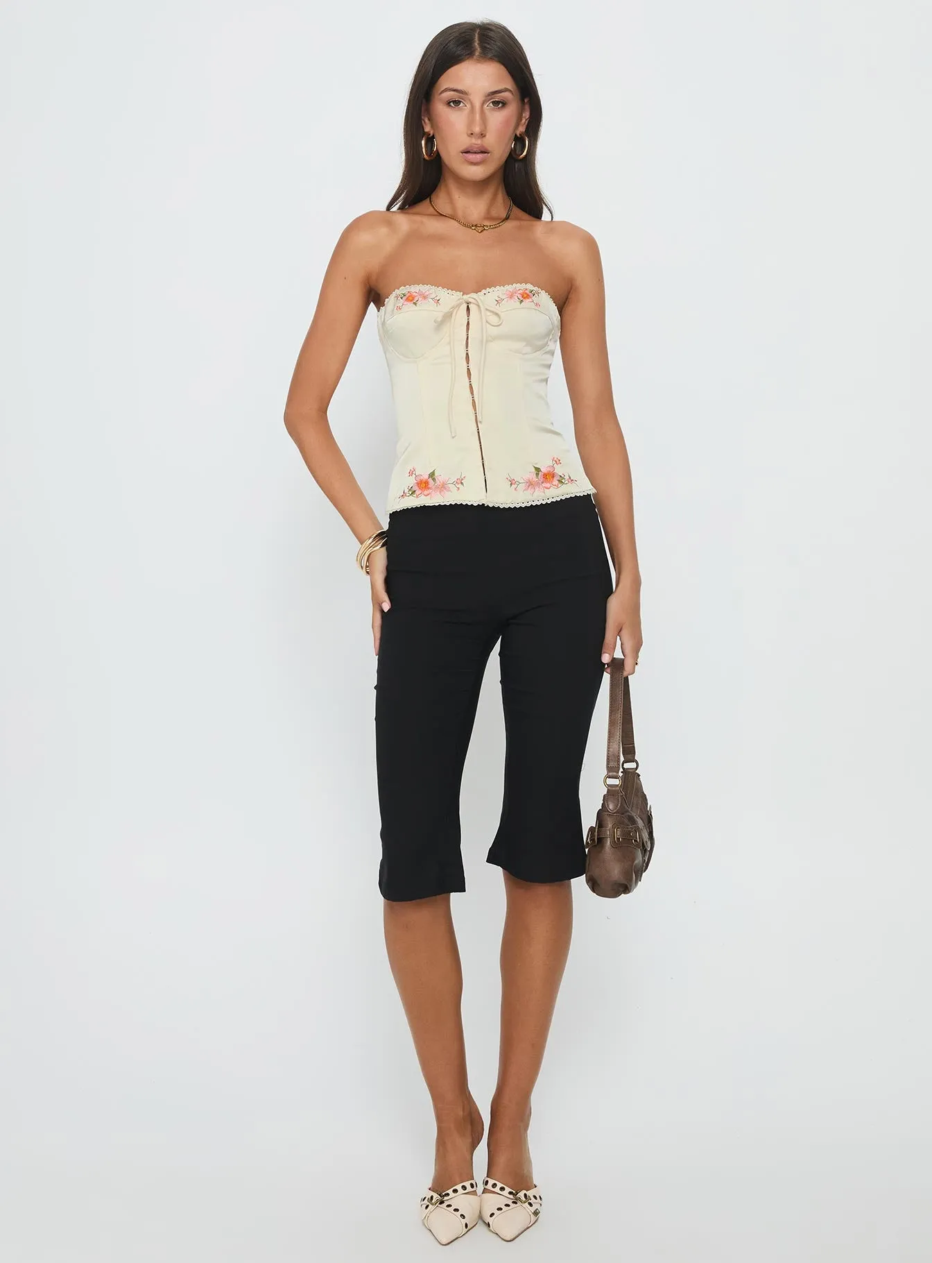 Jazzy Strapless Corset Top Cream Floral sold by Princess Polly product image thumbnail 3