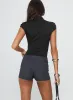 Titanium Belted Micro Short Charcoal sold by Princess Polly