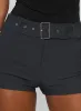 Titanium Belted Micro Short Charcoal sold by Princess Polly