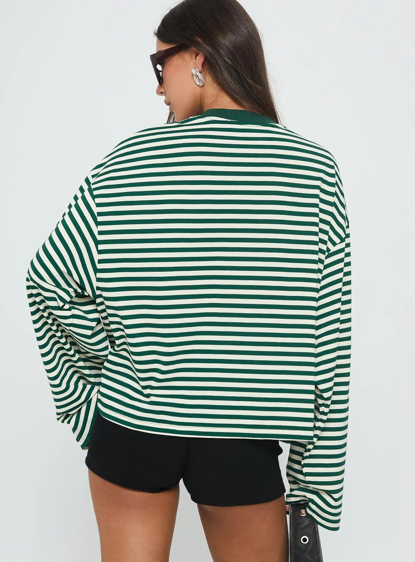 Bloom Long Sleeve Top Moss Stripe sold by Princess Polly product image thumbnail 5