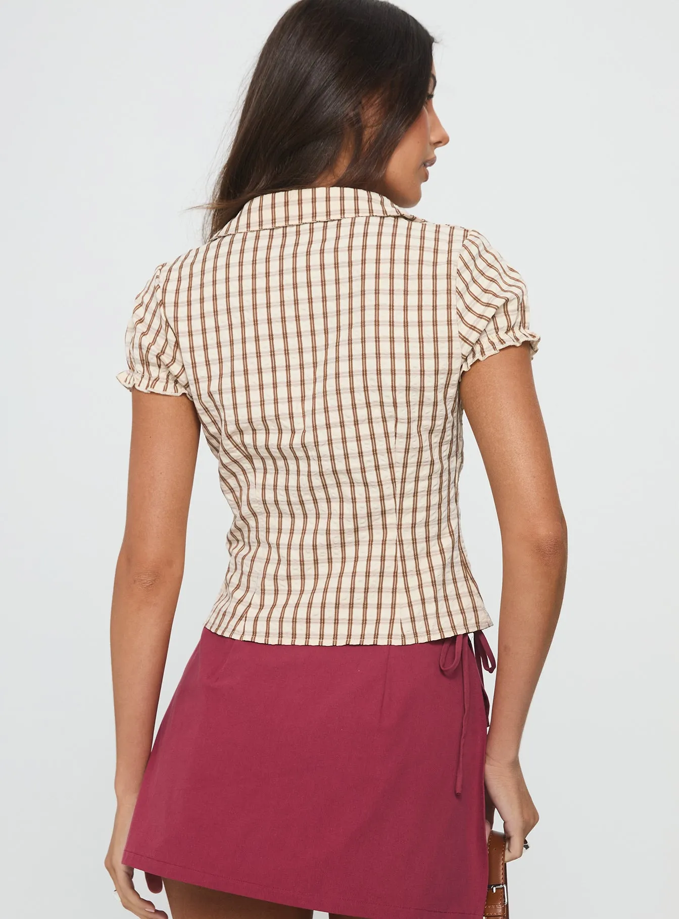 Arla Blouse Brown Check sold by Princess Polly product image thumbnail 5