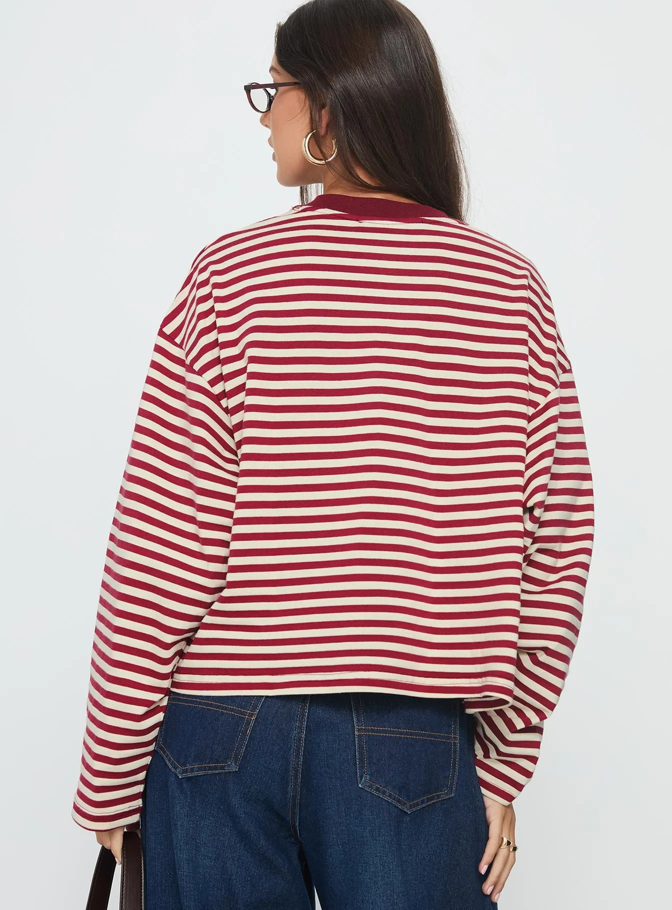 Bloom Long Sleeve Top Wine Stripe sold by Princess Polly product image thumbnail 5