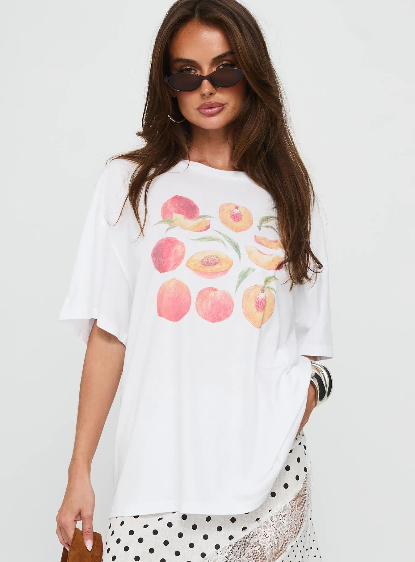 Sweet Peach Oversized Graphic Tee White sold by Princess Polly product image thumbnail 2