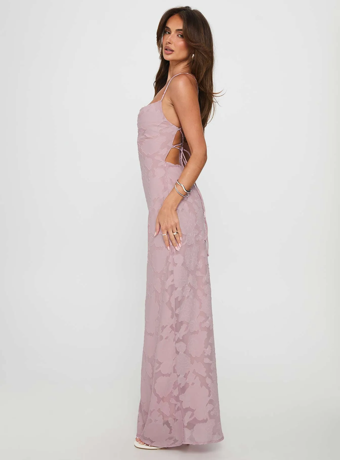 Celena Maxi Dress Light Pink Burnout sold by Princess Polly product image thumbnail 4
