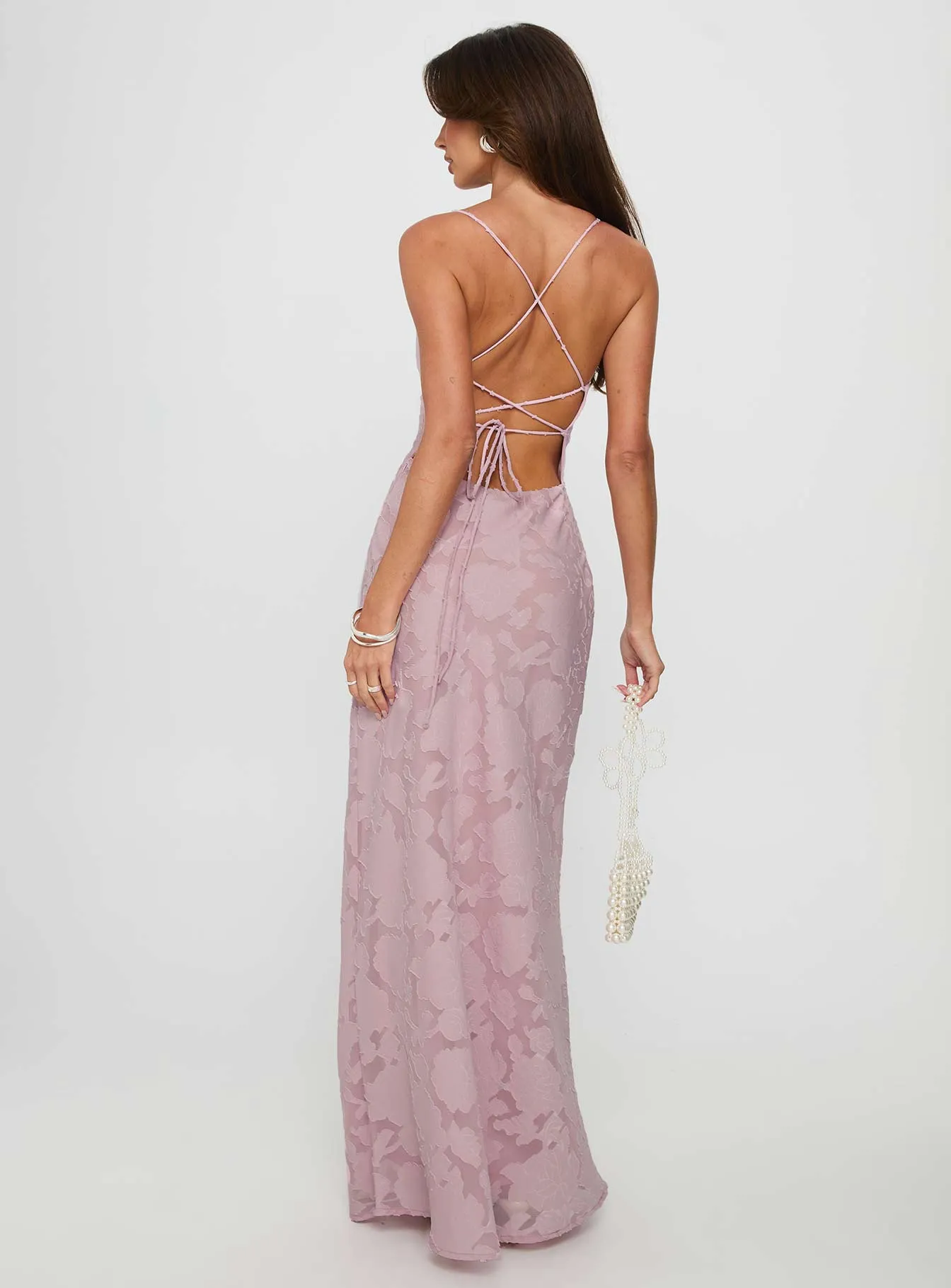 Celena Maxi Dress Light Pink Burnout sold by Princess Polly product image thumbnail 5