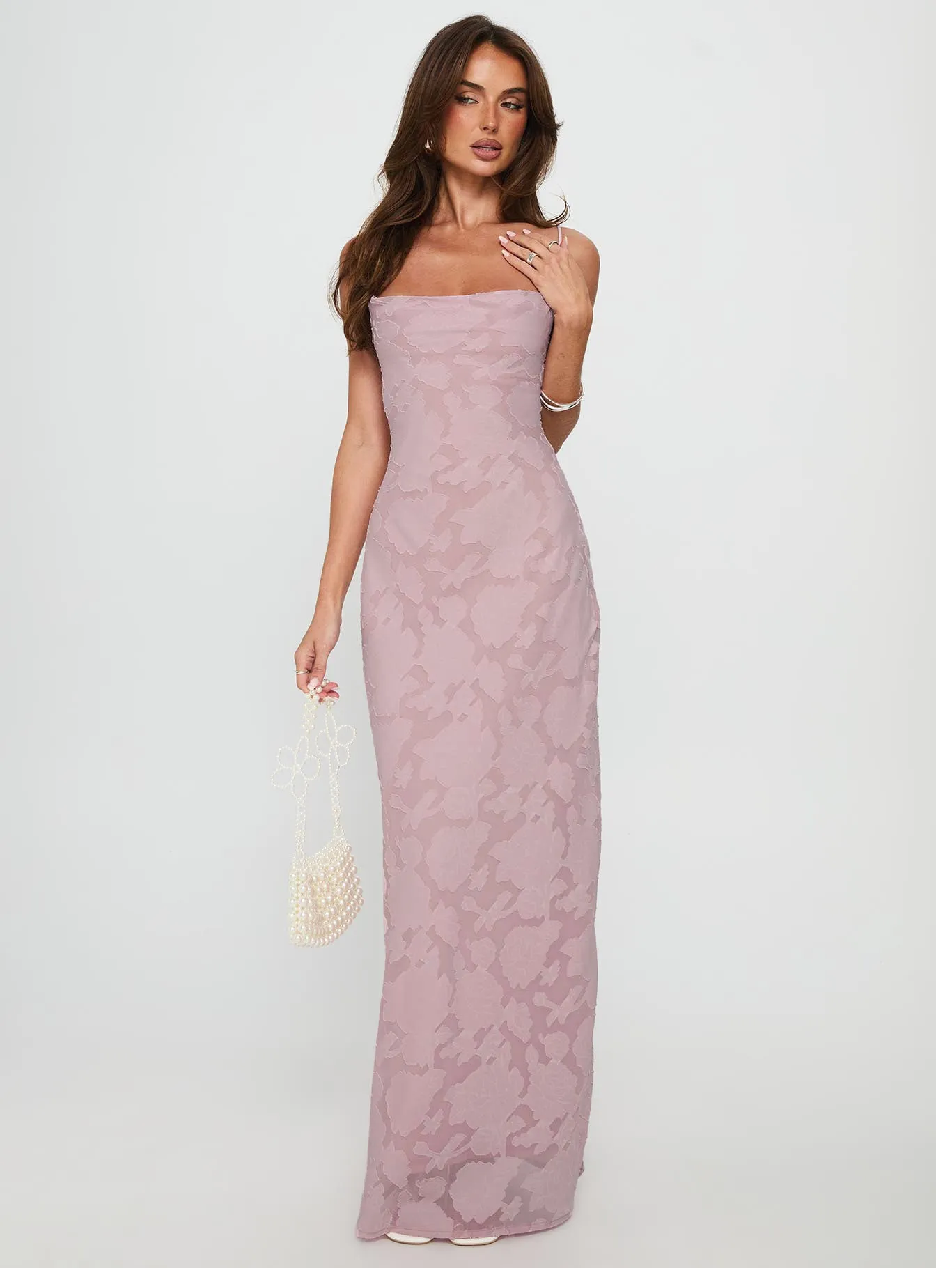 Celena Maxi Dress Light Pink Burnout sold by Princess Polly product image thumbnail 2