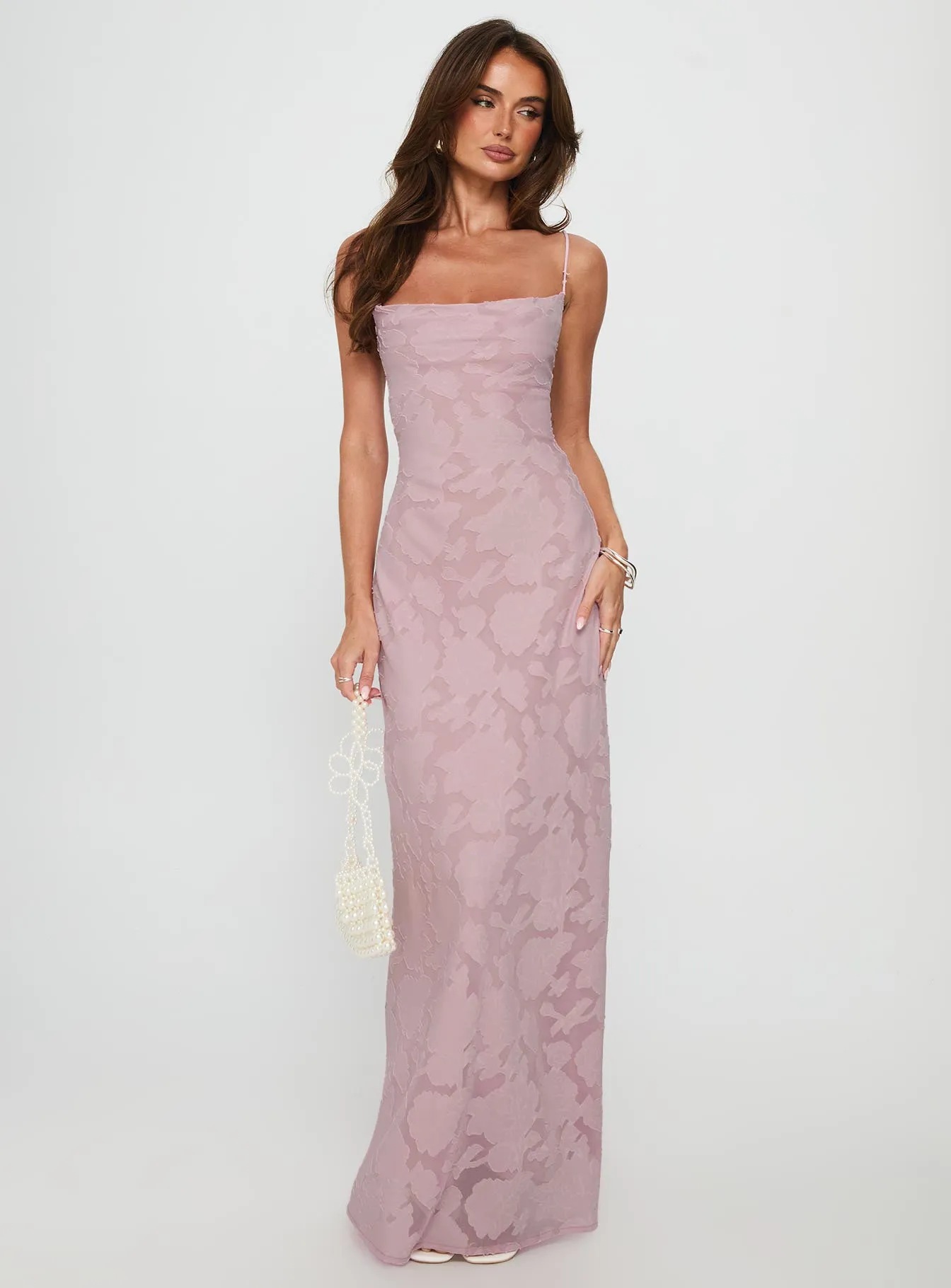 Celena Maxi Dress Light Pink Burnout sold by Princess Polly product image thumbnail 3