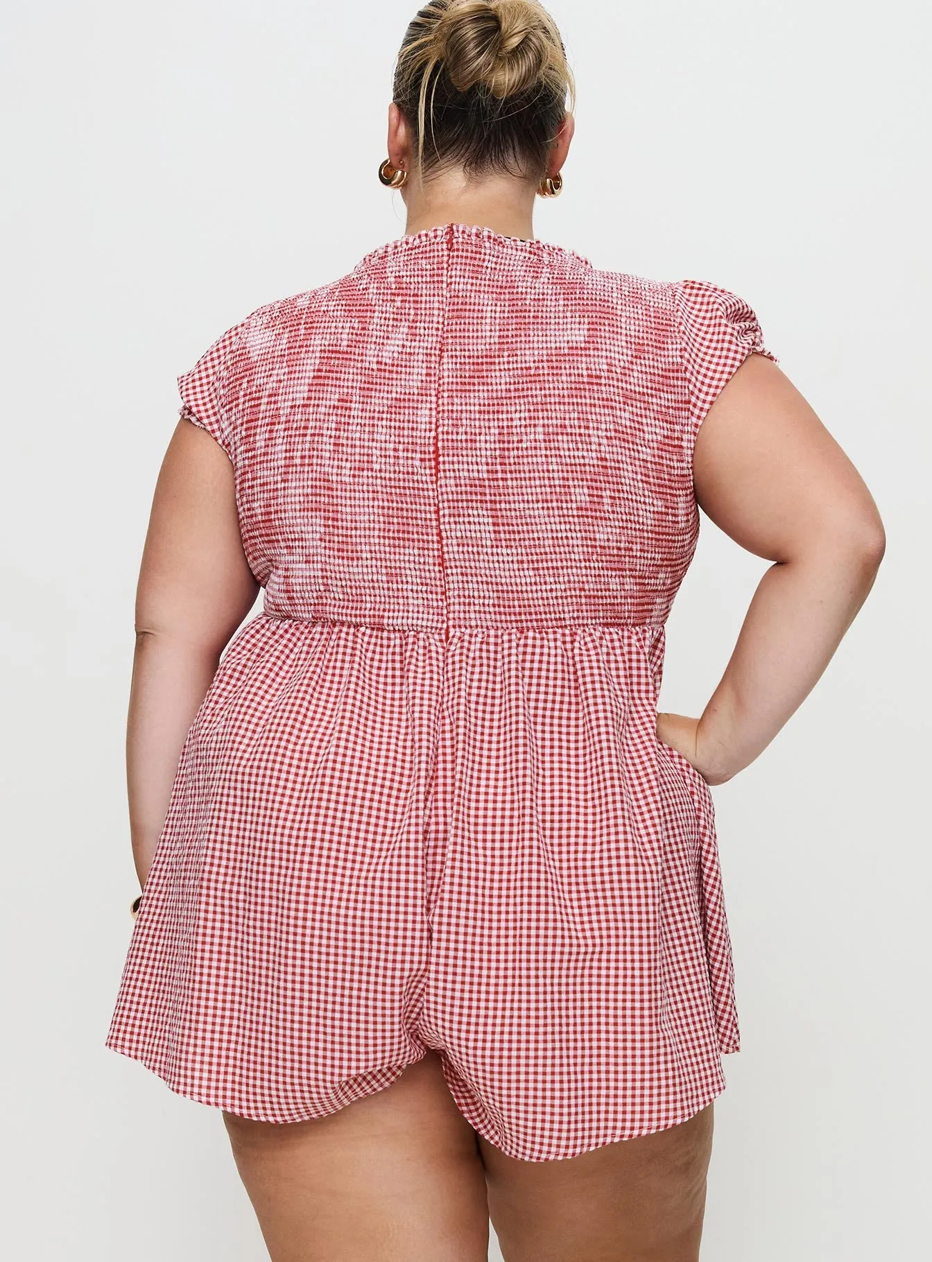 Wescott Gingham Playsuit Red / White Curve sold by Princess Polly product image thumbnail 5