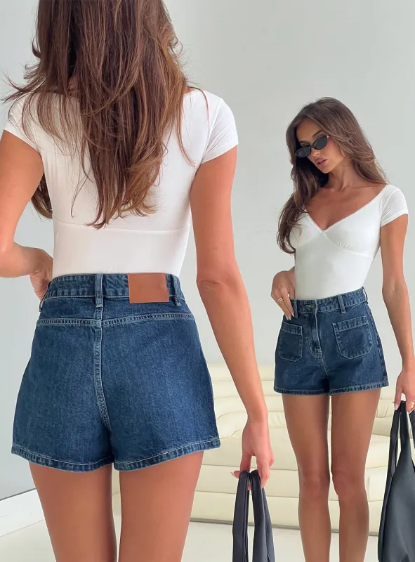 Take My Breath Denim Shorts Blue sold by Princess Polly