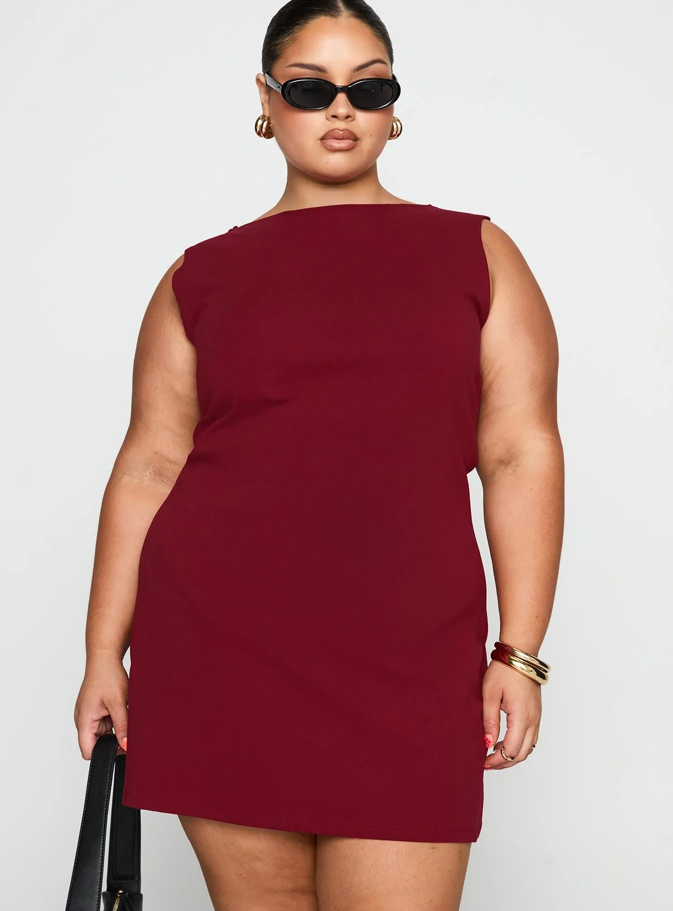 Zimmie Mini Dress Burgundy Curve sold by Princess Polly product image thumbnail 2