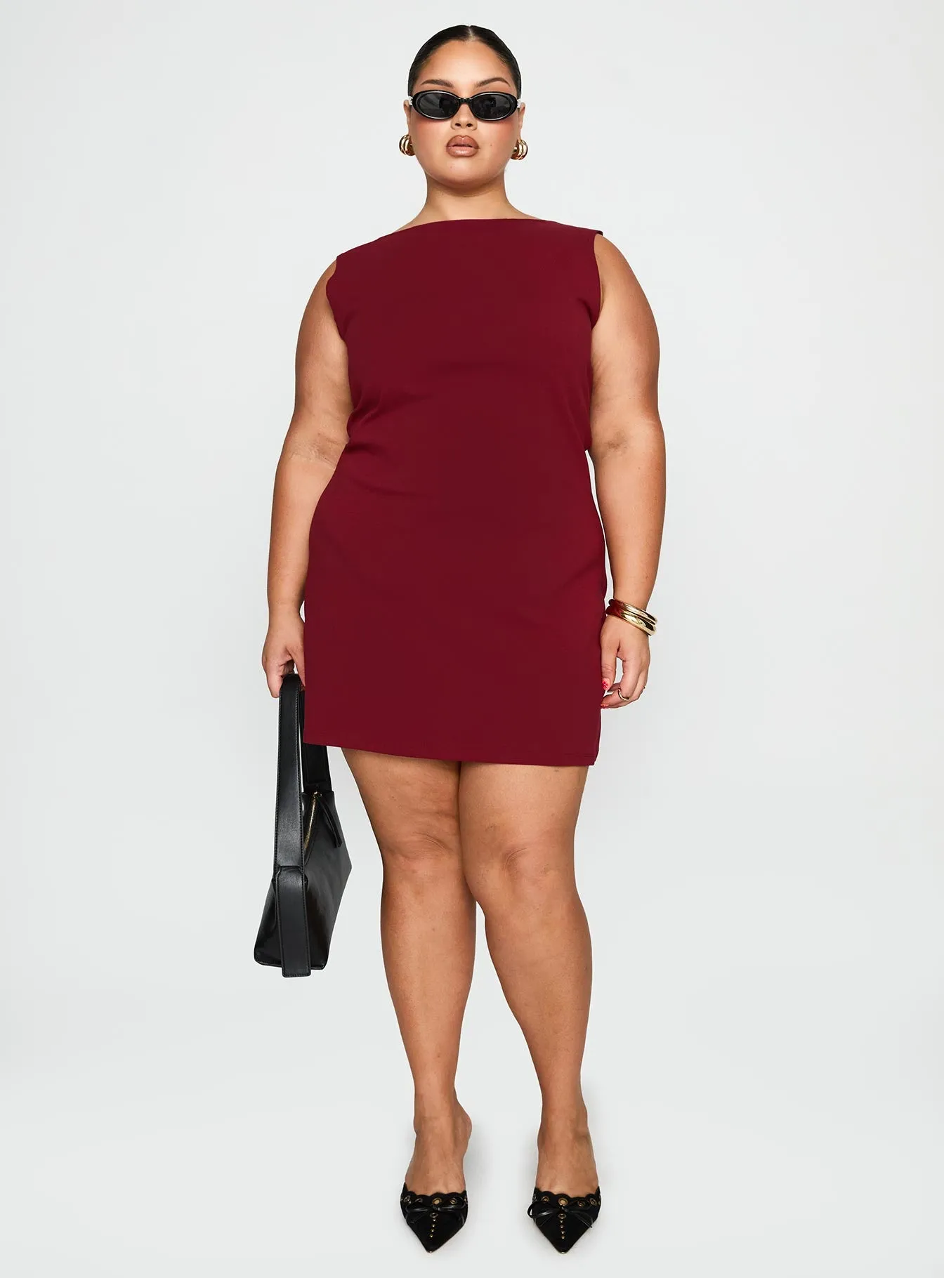 Zimmie Mini Dress Burgundy Curve sold by Princess Polly product image thumbnail 3
