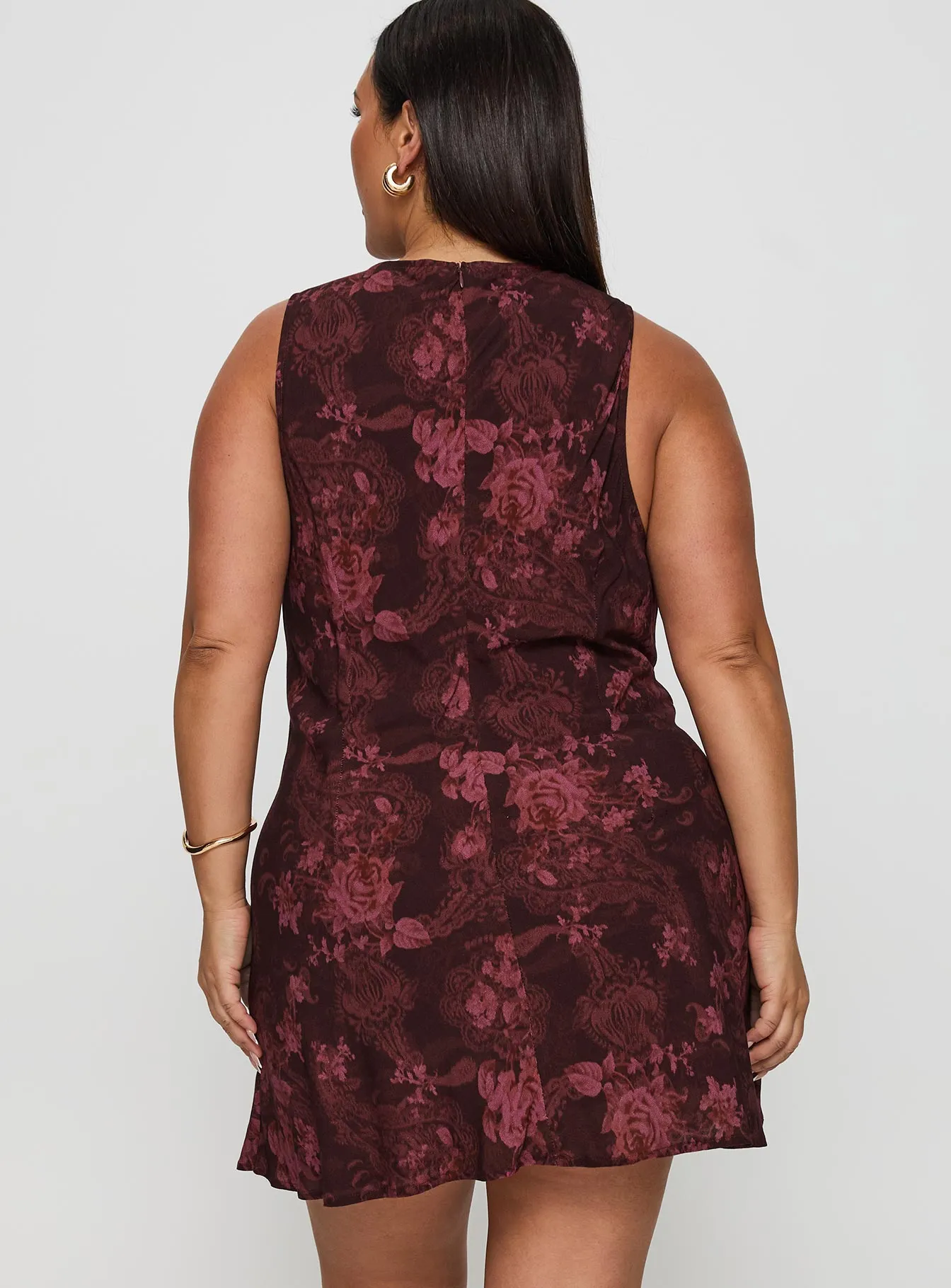 Vivre Mini Dress Burgundy Paisley Curve sold by Princess Polly product image thumbnail 5