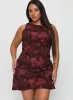 Vivre Mini Dress Burgundy Paisley Curve sold by Princess Polly