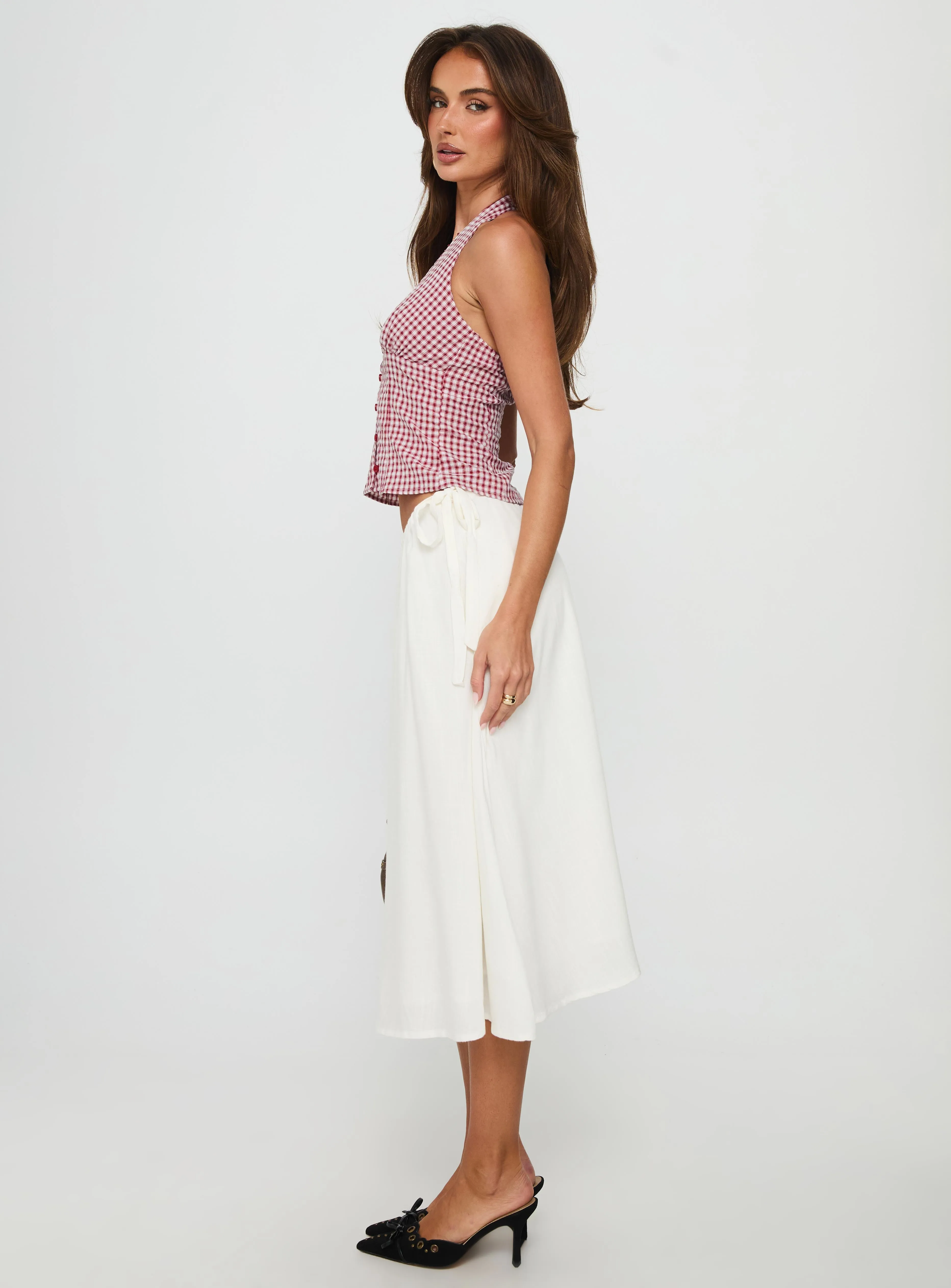 Persuasion Tie Side Midi Skirt White sold by Princess Polly product image thumbnail 4