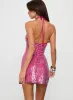 Lyria Halter Mini Dress Hot Pink sold by Princess Polly
