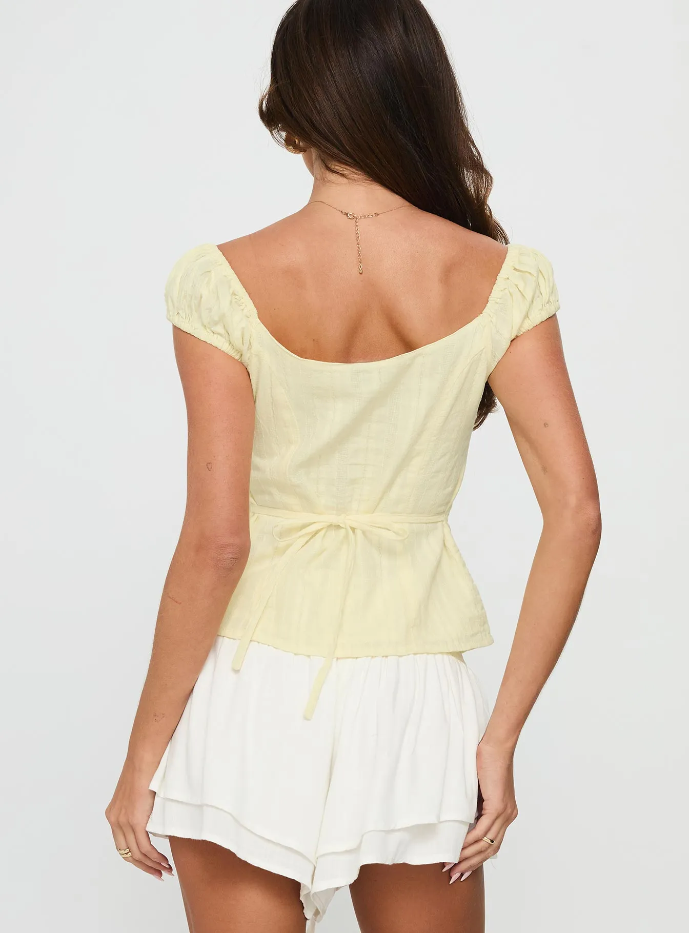 Gysella Off Shoulder Woven Top Yellow sold by Princess Polly product image thumbnail 5
