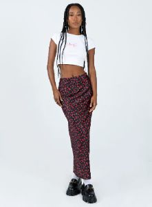 Jodie Maxi Skirt Black Floral sold by Princess Polly