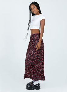 Jodie Maxi Skirt Black Floral sold by Princess Polly