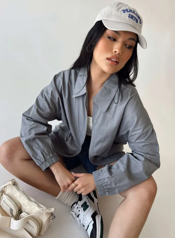 Telford Zip Up Coaches Jacket Slate sold by Princess Polly