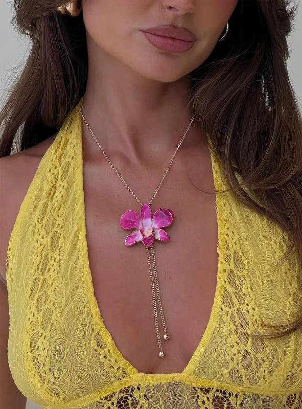 Nowah Orchid Necklace Gold sold by Princess Polly
