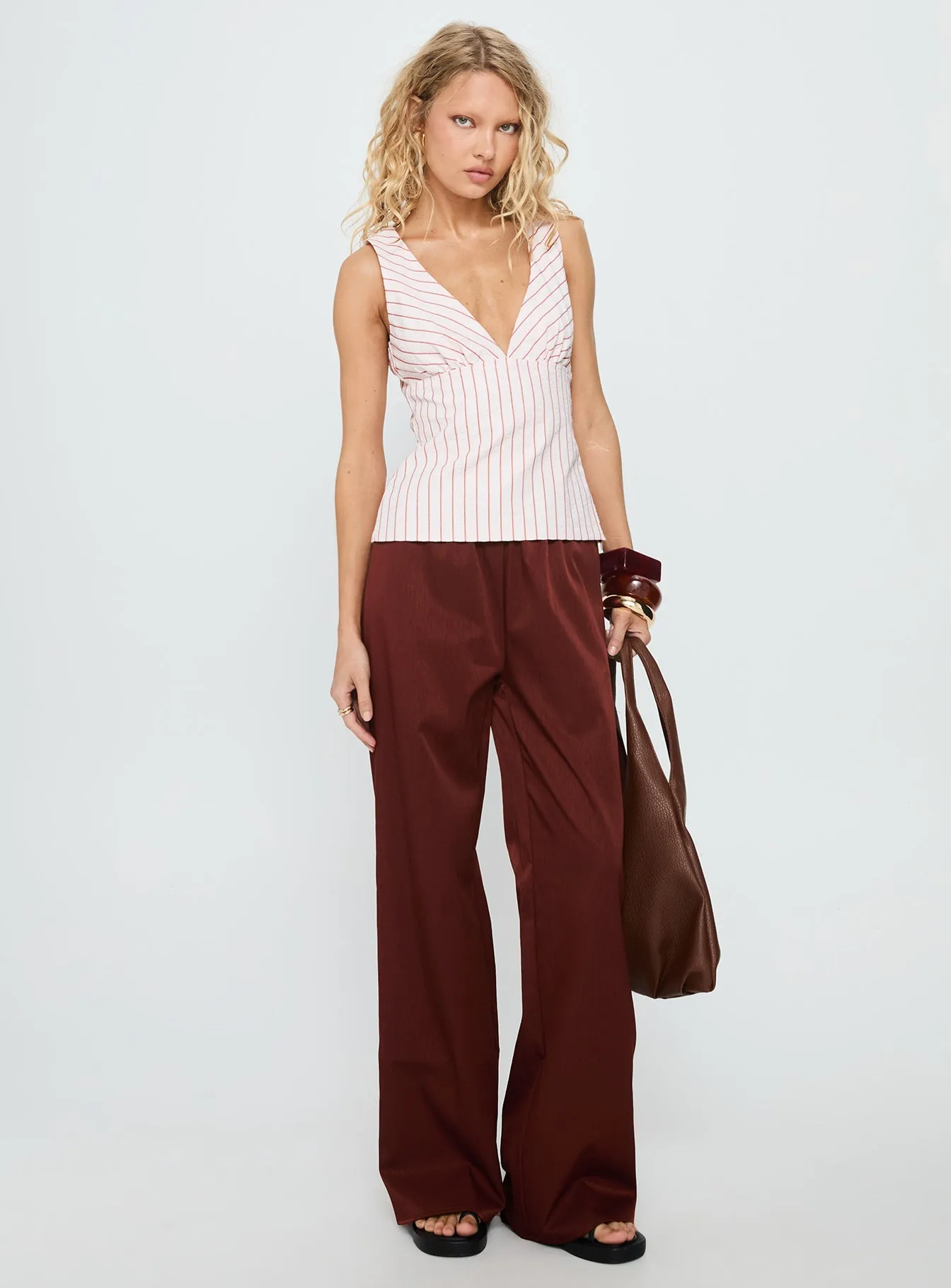 Dorie Straight Leg Pants Chocolate sold by Princess Polly product image thumbnail 2