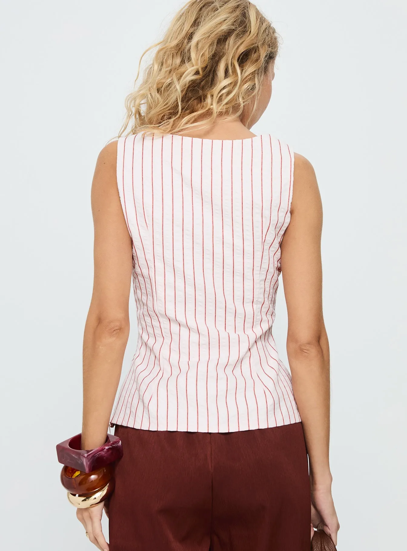 Callaia Plunge Cami Top Pink Stripe sold by Princess Polly product image thumbnail 4