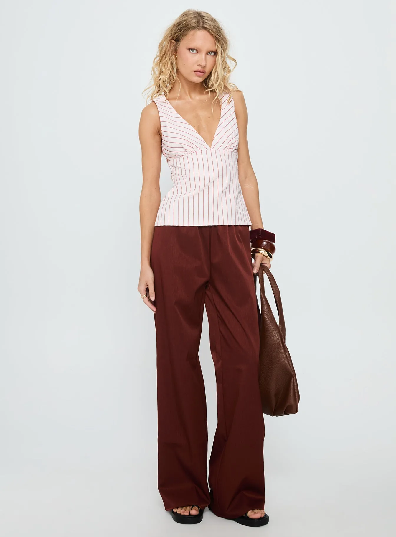 Callaia Plunge Cami Top Pink Stripe sold by Princess Polly product image thumbnail 2