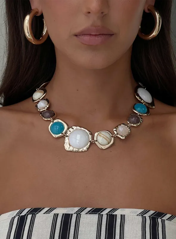 Evelynne Gemstone Necklace Gold sold by Princess Polly