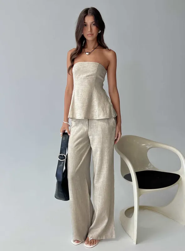 Syrena Tailored Wide Leg Pant Natural sold by Princess Polly